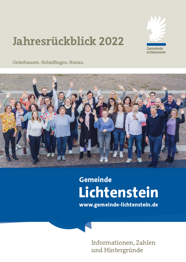 Jahresrückblick 2022 mit winkenden Gemeindemitarbeitern.